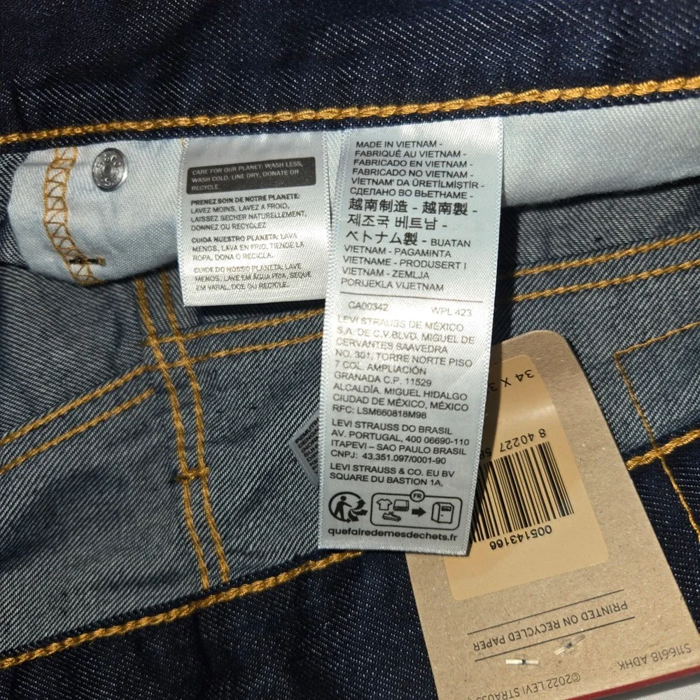 NEW Levis 514 Straight Fit Mens Dark Indigo Wash Denim Jeans 34x32